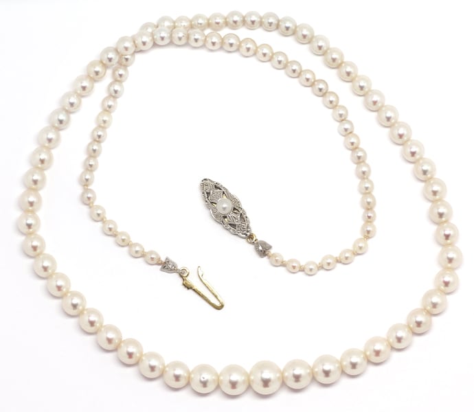 Foto 1 - Edle Perlenkette im Verlauf bis 7,7mm mit Gold Schließe, S1317