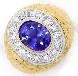 Foto 1 - Grosser Ring mit 0,40ct Diamanten und Safir in 18K Gold, S3373