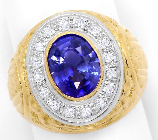 Foto 2 - Grosser Ring mit 0,40ct Diamanten und Safir in 18K Gold, S3373