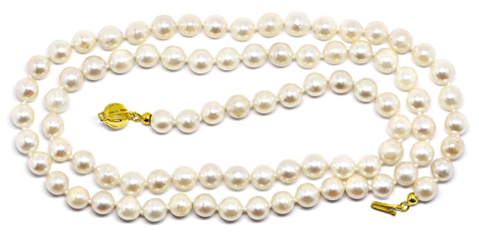 Foto 1 - Akoya-Perlenkette 70cm lang Gelbgold-Schloss, S5670