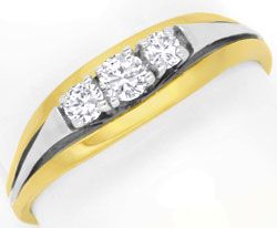 Foto 1 - Diamantring Gelbgold-Weißgold, drei Brillanten, S6708