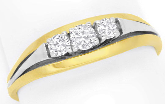 Foto 2 - Diamantring Gelbgold-Weißgold, drei Brillanten, S6708